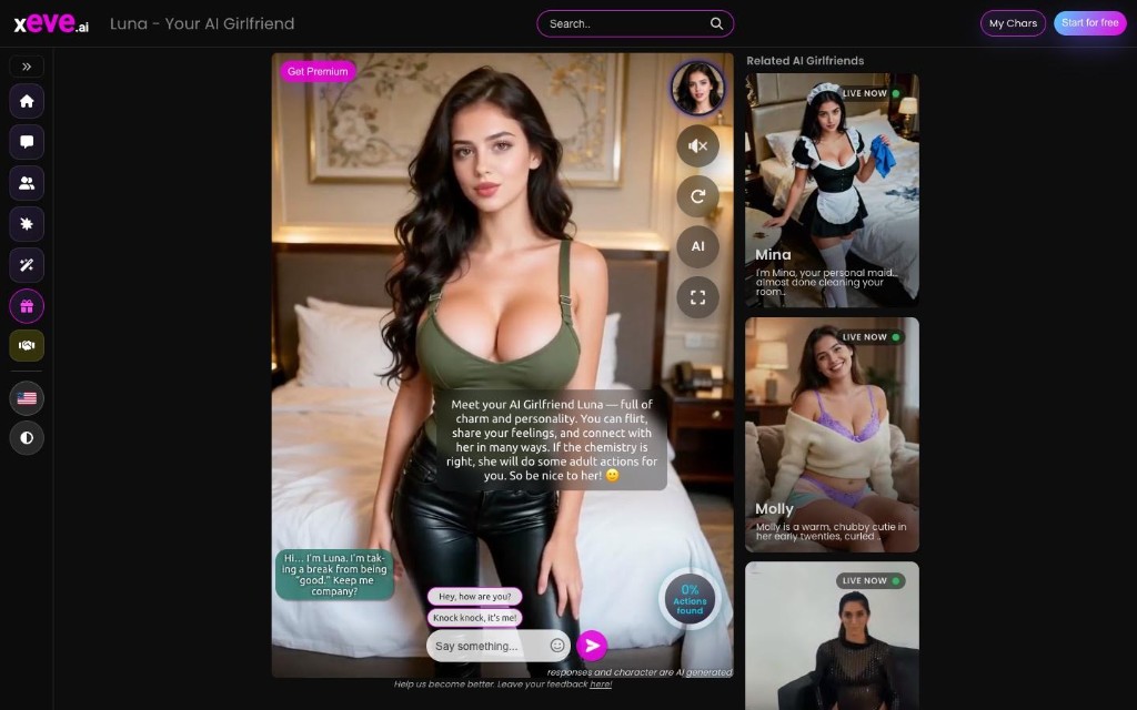 Luna's page: suggested replies and that Actions found meter.