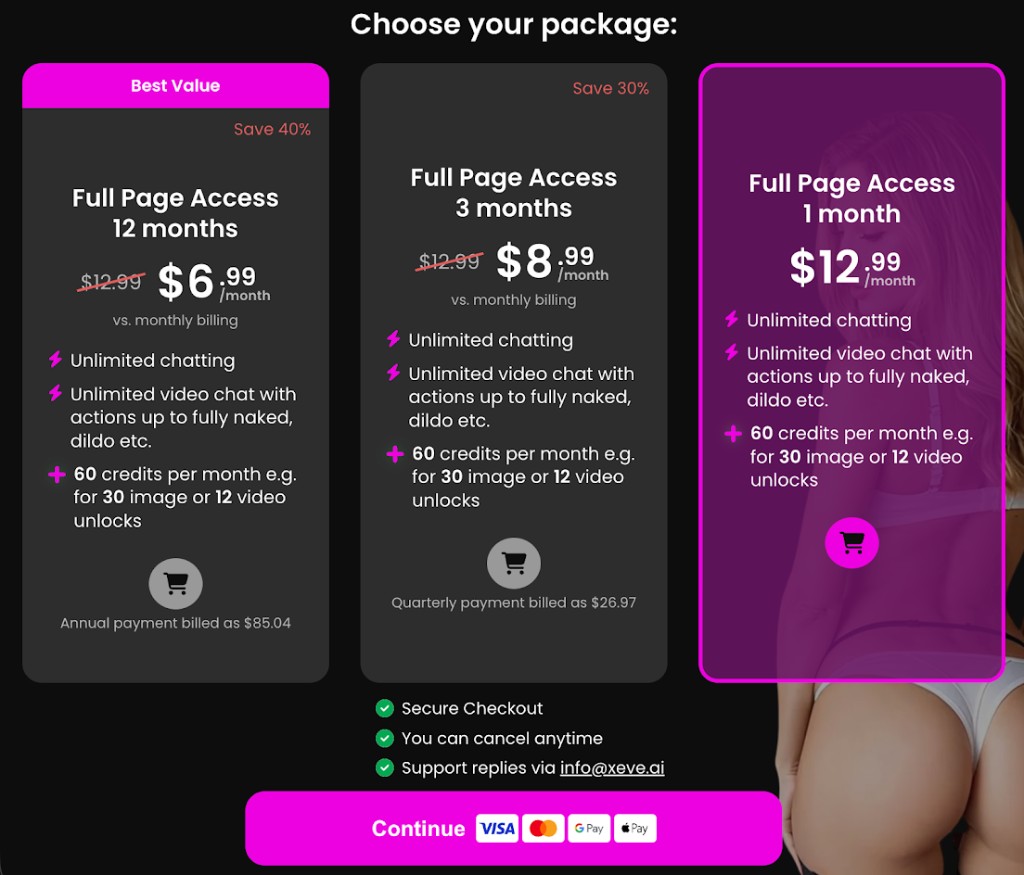 The membership screen I saw. One plan, three ways to pay.