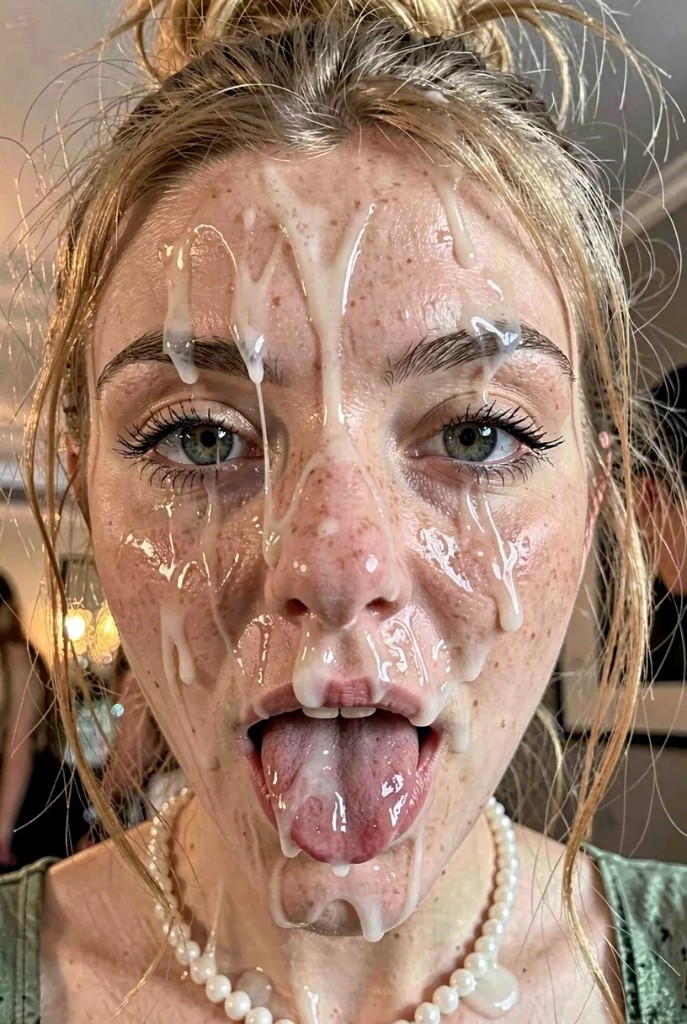 Anna Lindstrom freckled face glazed with cumshot